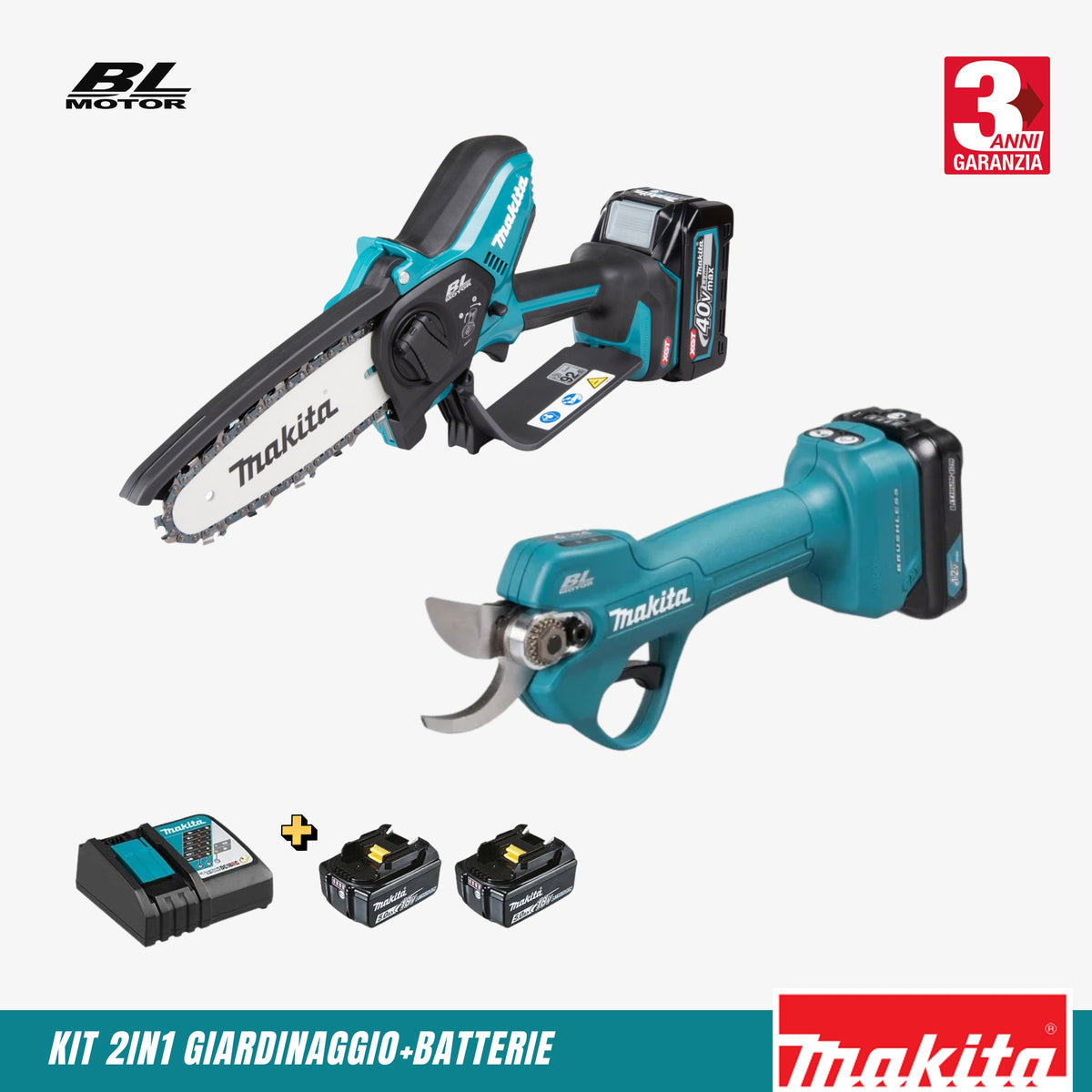 Kit 2in1 Makita: Potatore a Catena+Forbici elettriche